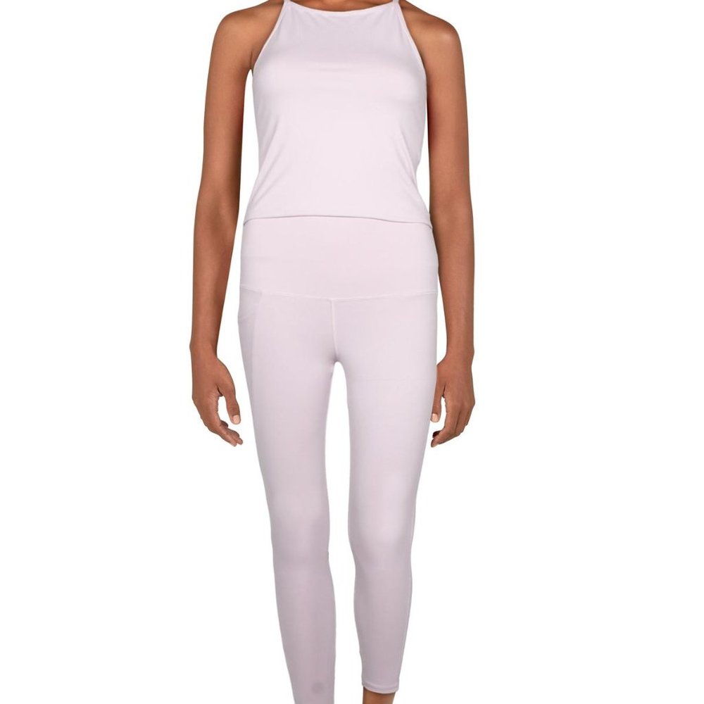 NWT CATHERINE MALANDRINO 2 PIECE CAPRIS & CROP TOP ACTIVEWEAR SET - L - Pink
